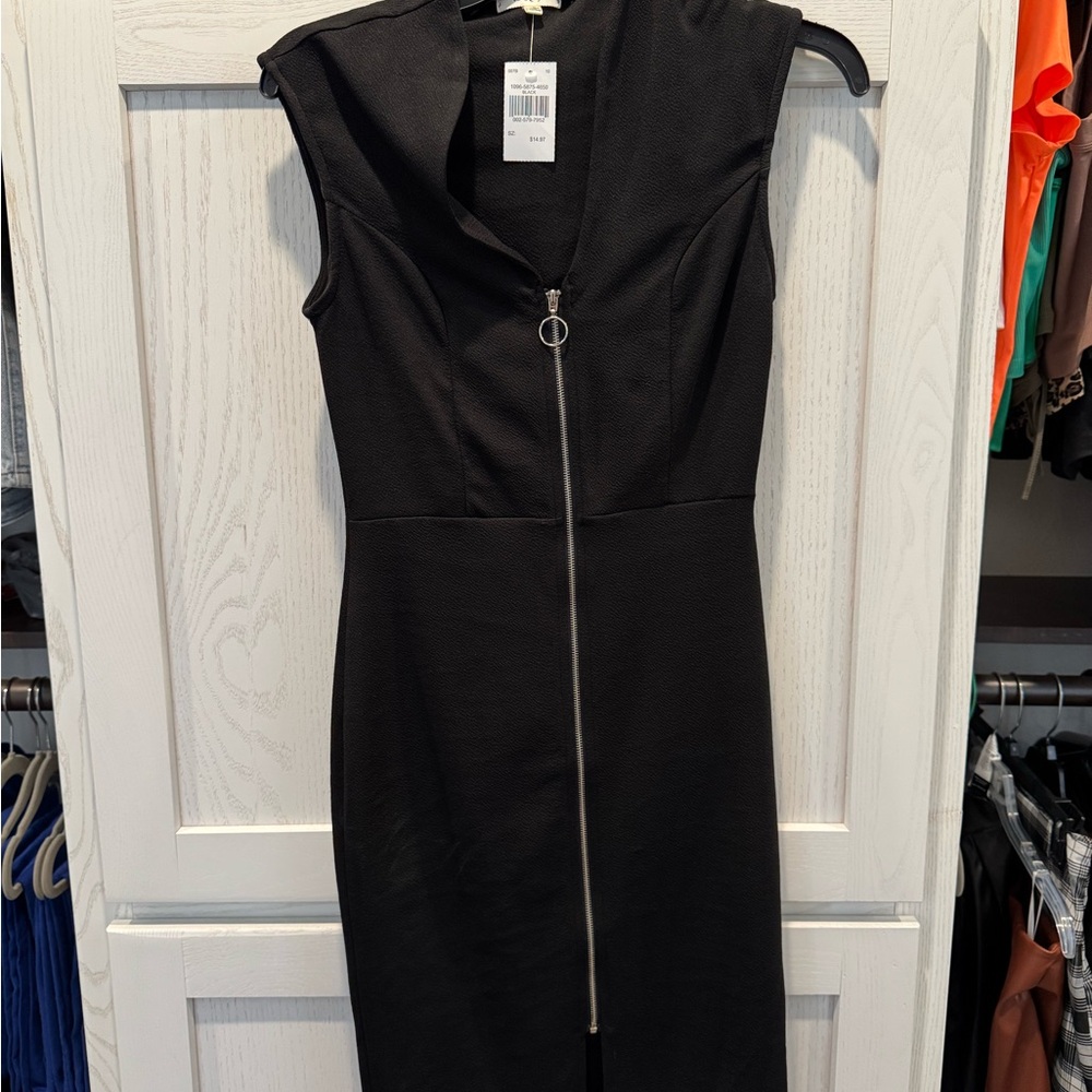 Black Zipper Front Dress